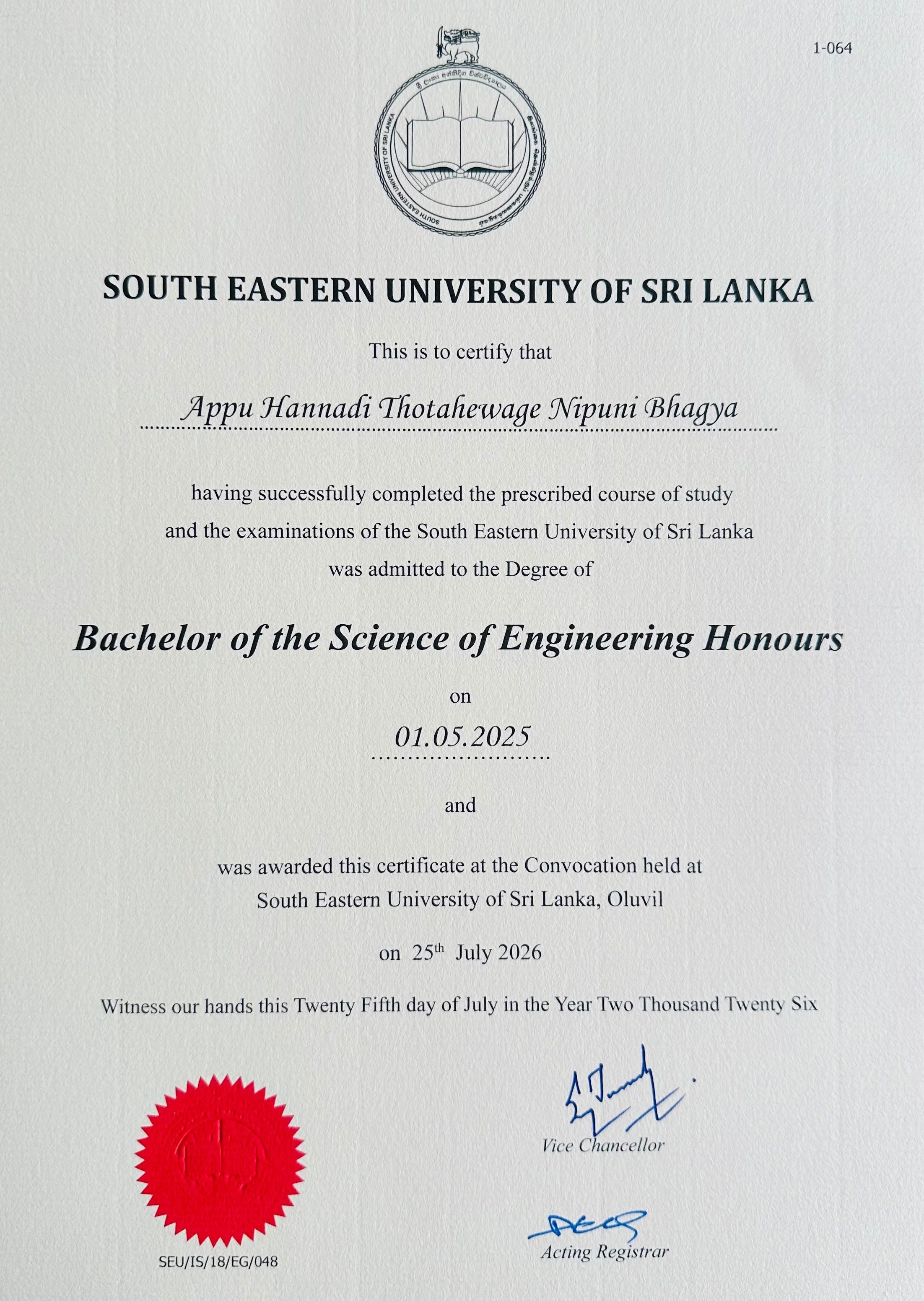 Degree Certificate